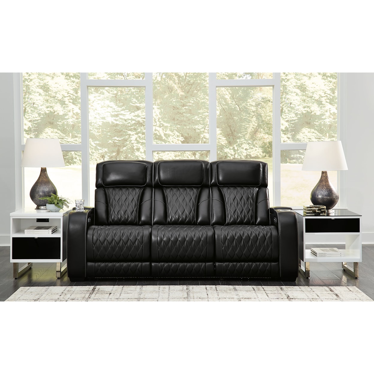 Signature Design by Ashley Boyington Power Reclining Sofa with Adj Headrest