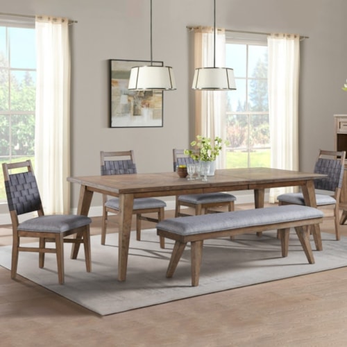 Transitional 6-Piece Dining Set with Bench