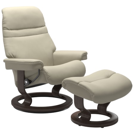 Small Chair & Ottoman with Classic Base