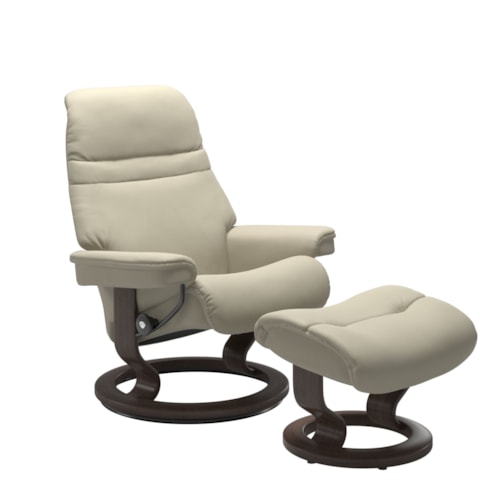 Small Reclining Chair & Ottoman with Classic Base