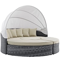 Summon Coastal Canopy Outdoor Patio Sunbrella® Daybed - Gray/Beige