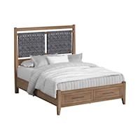 Farmhouse Queen Panel Bed with Footboard Storage