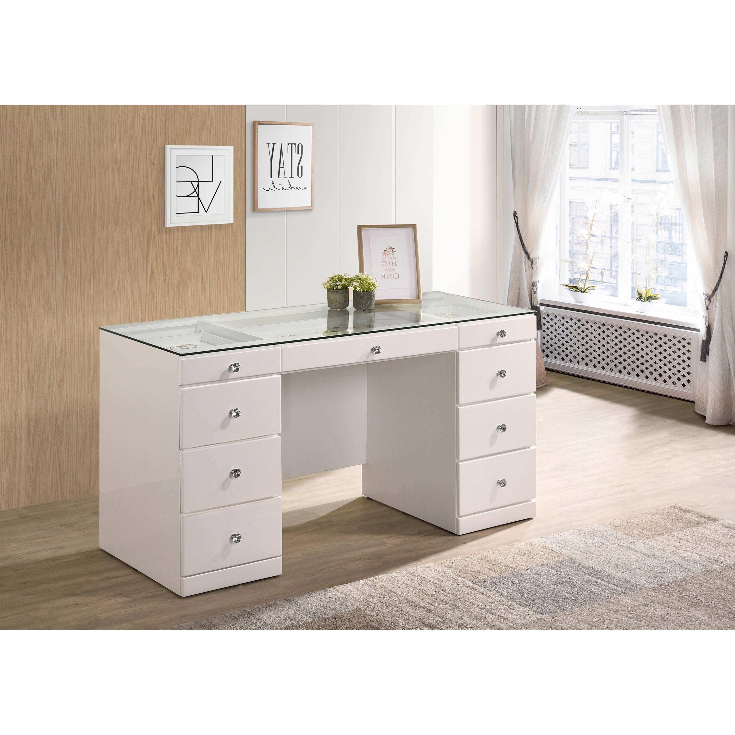 crown mark avery white vanity desk