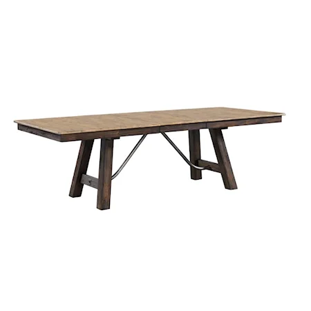 Rustic Trestle Dining Table with 20" Leaf