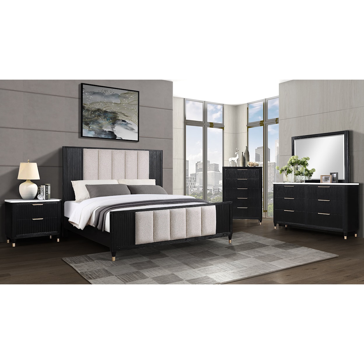 Crown Mark KARA 5-Piece Bedroom Set - King