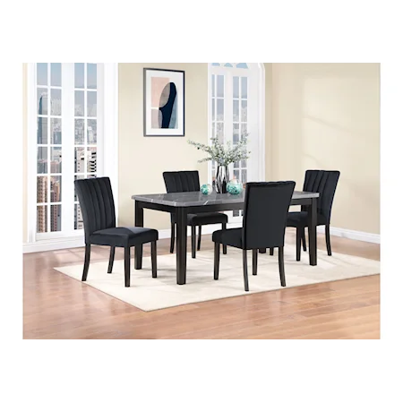 Transitional Dining Table Set with 4 Dining Chairs