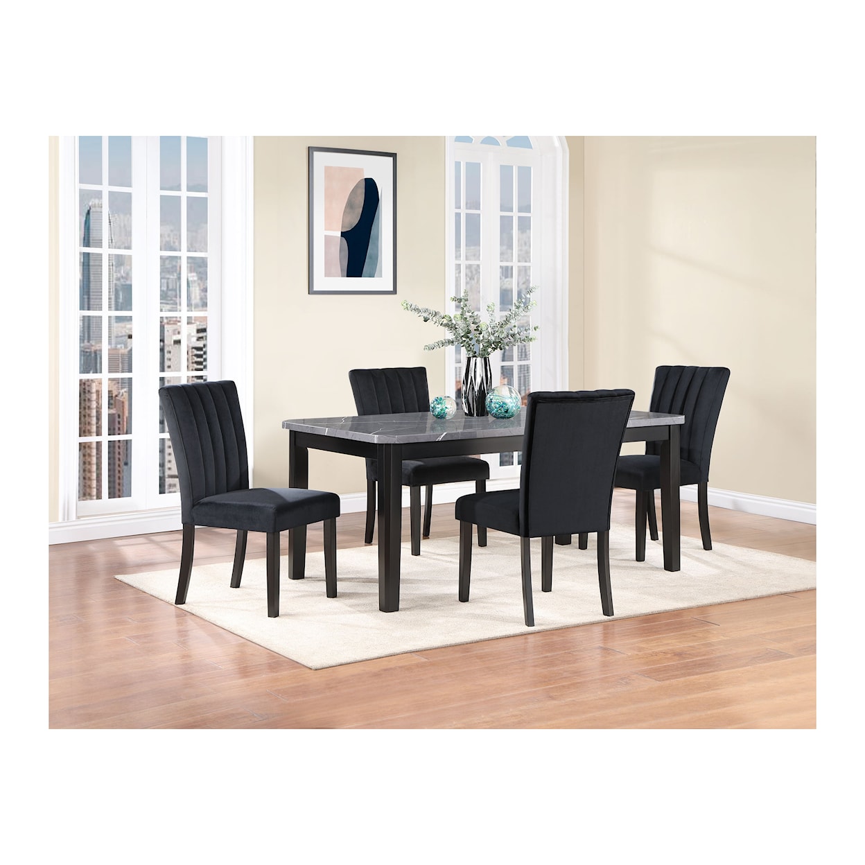 Global Furniture D8685DT+D8685DC 5pc Dining Table Set with 4 Dining Chairs