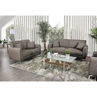 Transitional Sofa and Loveseat Set with Stainless Steel Legs