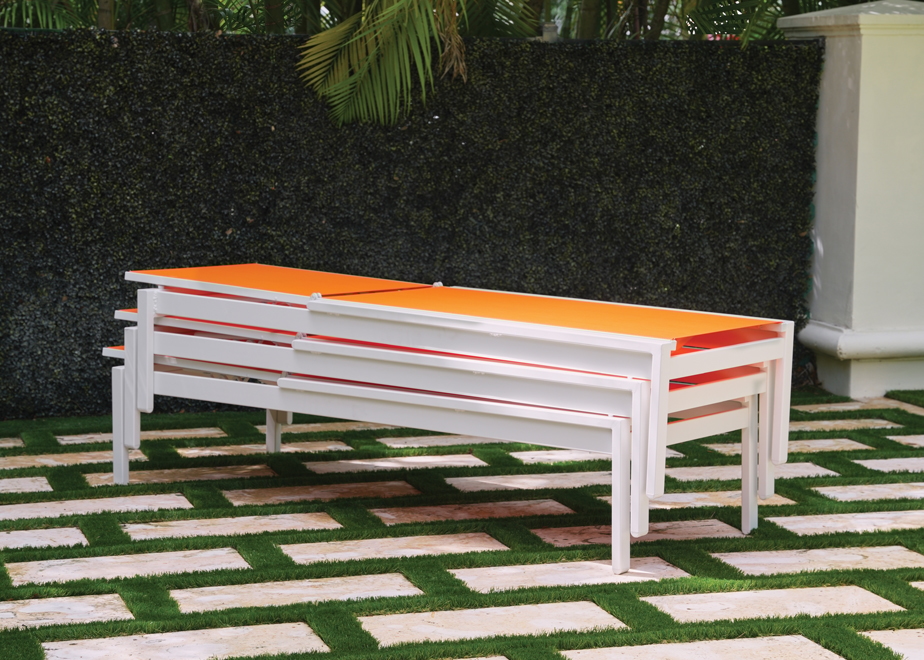 Stacking Adj. Sling Lay-Flat Armless Chaise
