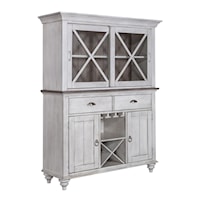 Farmhouse Hutch and Buffet Set with Glass Stemware Storage