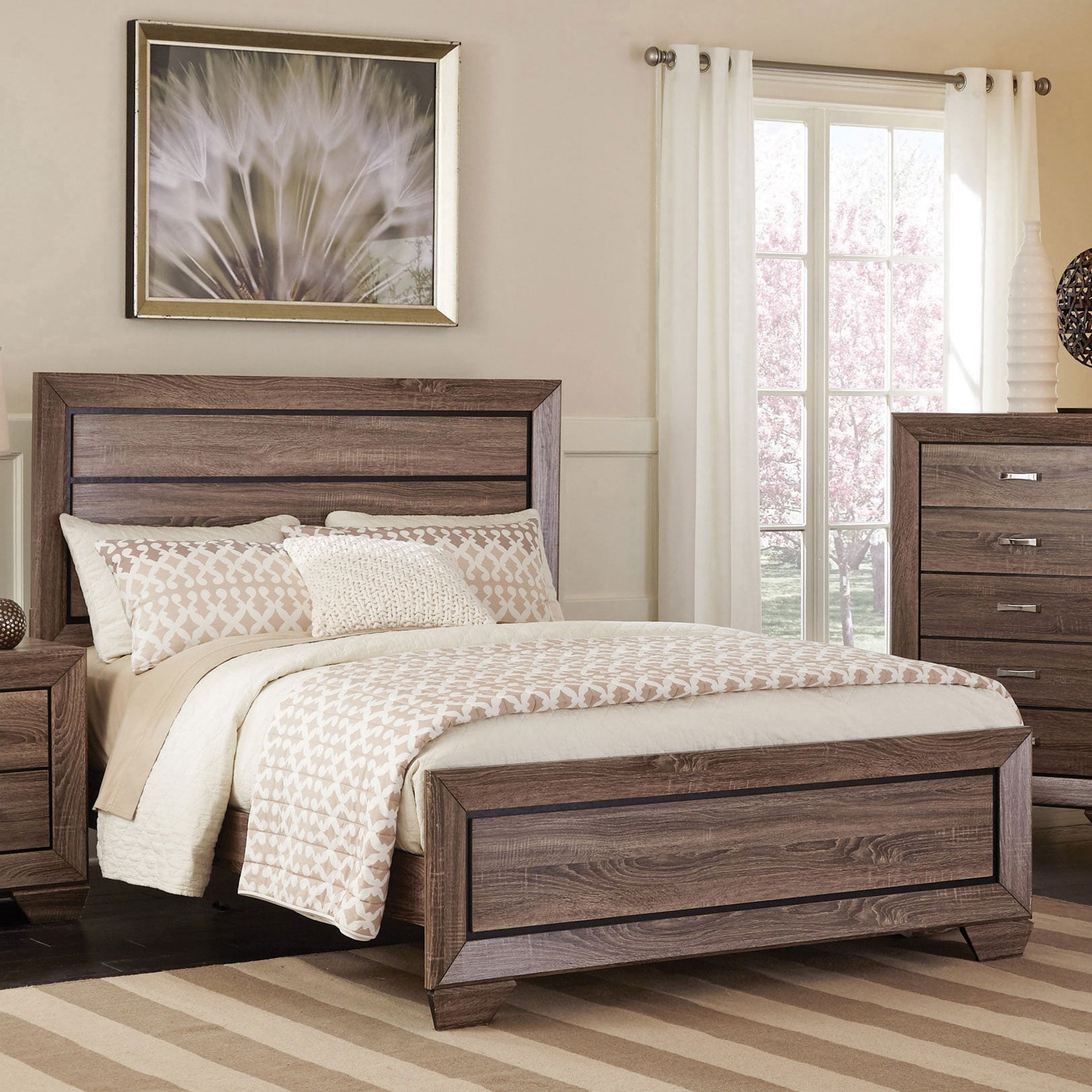 Wood Cal King Panel Bed