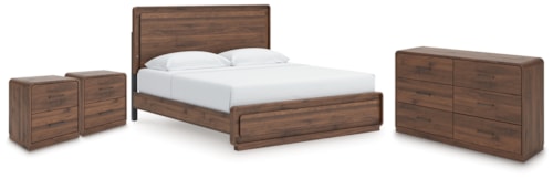 King Panel Bed, Dresser And 2 Nightstands