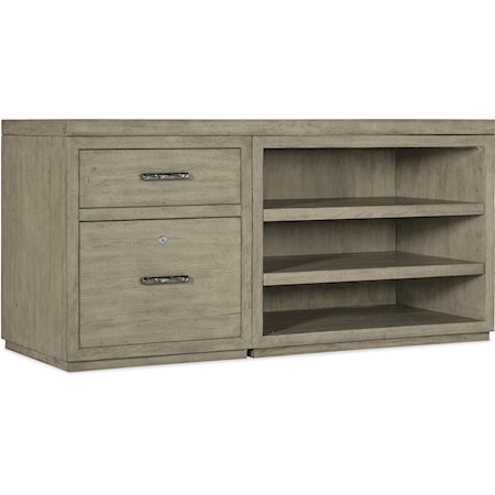 Casual Office Storage Credenza with File Cabinet and Open Shelf Cabinet