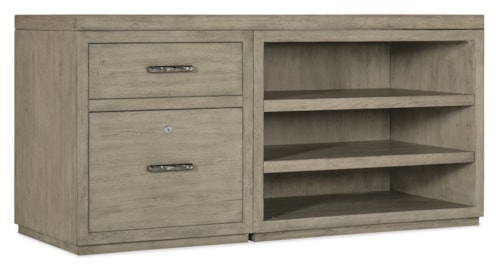Casual Office Storage Credenza with File Cabinet and Open Shelf Cabinet