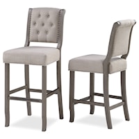 Transitional Bar Stool with Button Tufted Back