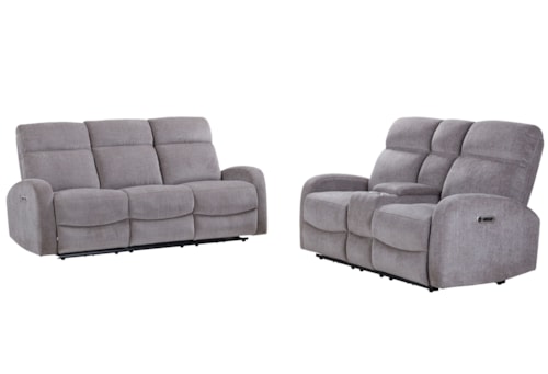 Contemporary Power Reclining Sofa and Loveseat Set with USB/USB-C Ports
