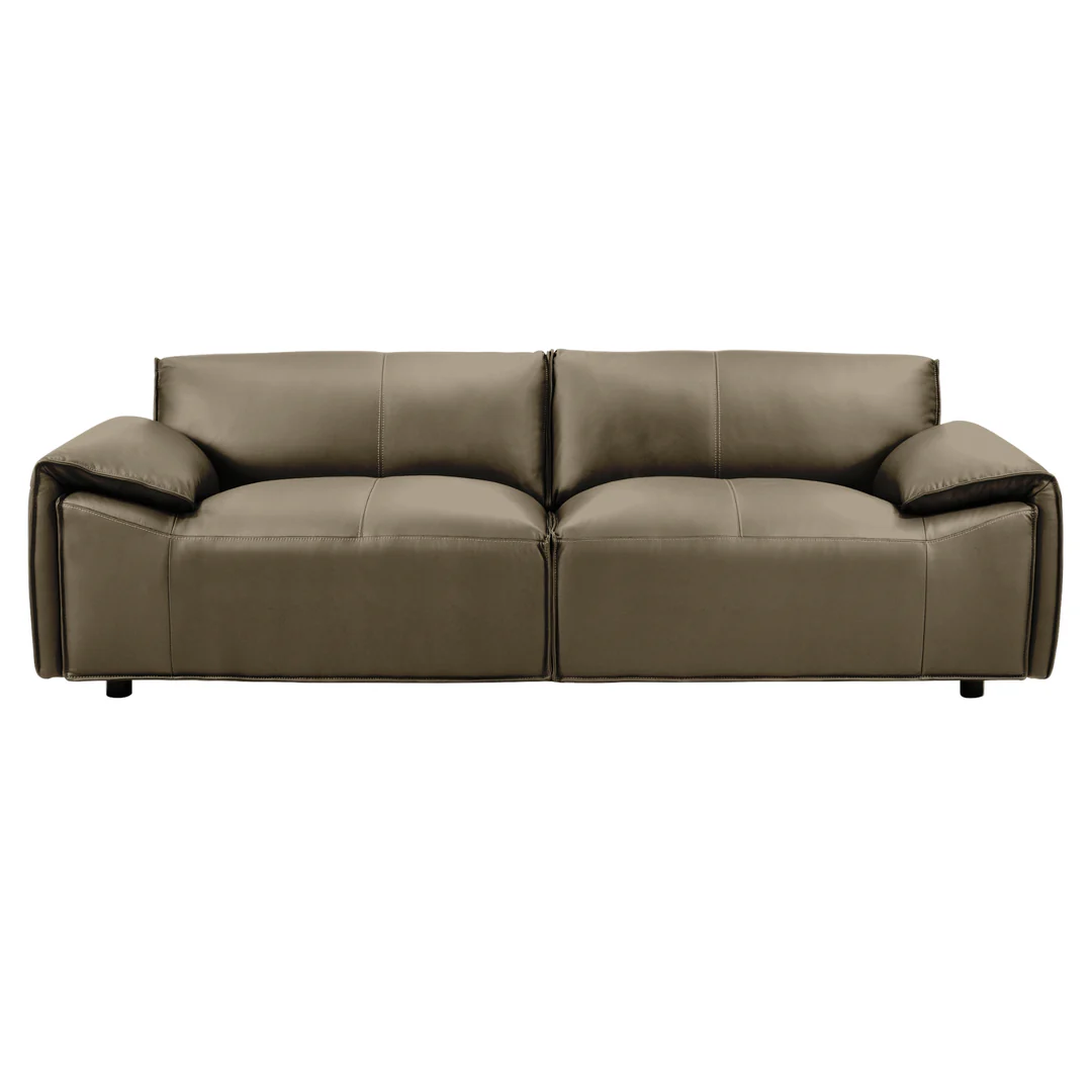 Leather Squared Pillow-Arm Sofa