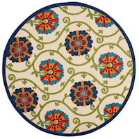 5'3"  Blue/Multicolor Round Rug