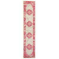 2'2" x 10' Ivory/Fuchsia Runner Rug