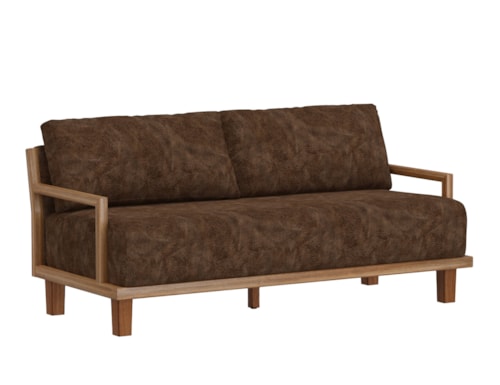 Contemporary Wooden Frame Sofa with Throw Pillows