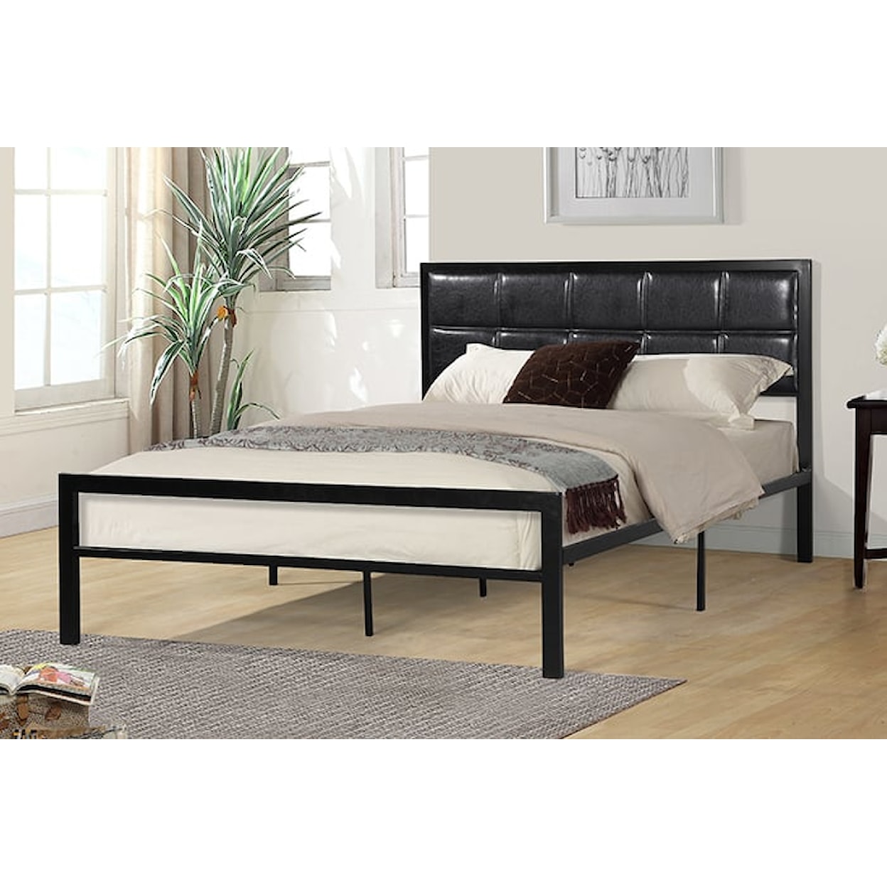 Milton Greens Stars Platform Beds QUEEN METAL PLATFORM BED WITH BLACK | HEADBO