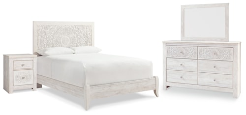 Queen Panel Bed, Dresser, Mirror And Nightstand