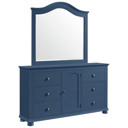Elements International Harlington HG100DRMR Transitional 6-Drawer Dresser with Mirror Set | Household Furniture | Dresser + Mirror Combo Elements International Harlington HG100DRMR Transitional 6-Drawer Dresser with Mirror Set | Household Furniture | Dresser + Mirror Combo