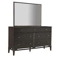 Transitional 7-Drawer Dresser and Mirror Set with Removable Jewelry Tray