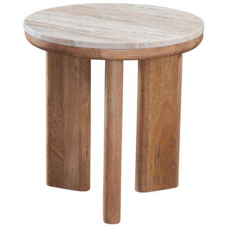 22" Round Marble-Top End Table