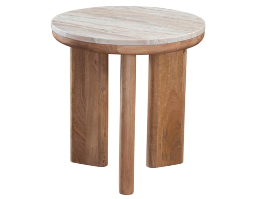 Contemporary 22" Round Marble-Top End Table