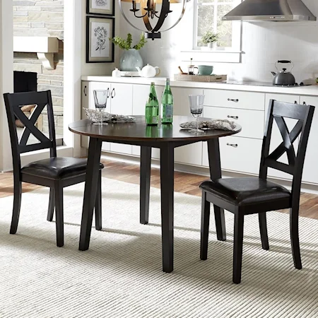 Transitional 3-Piece Round Table Dining Set