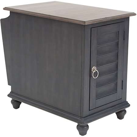 Farmhouse Single Door Chairside Table with Magazine Storage