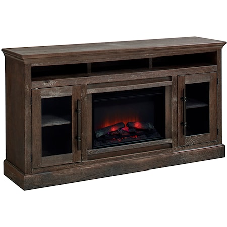 73" Fireplace Console with Glass Doors