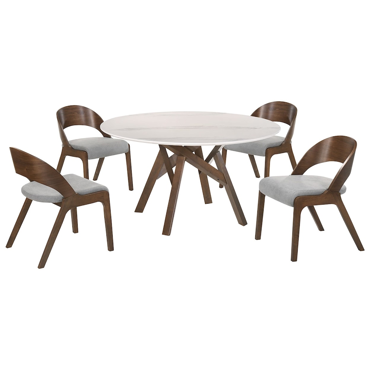 Armen Living Venus 5 Piece Walnut Dining Set