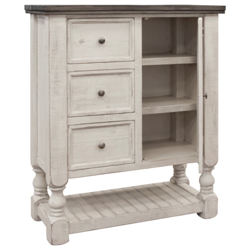 Farmhouse 3-Drawer Door Chest with Slatted Shelf