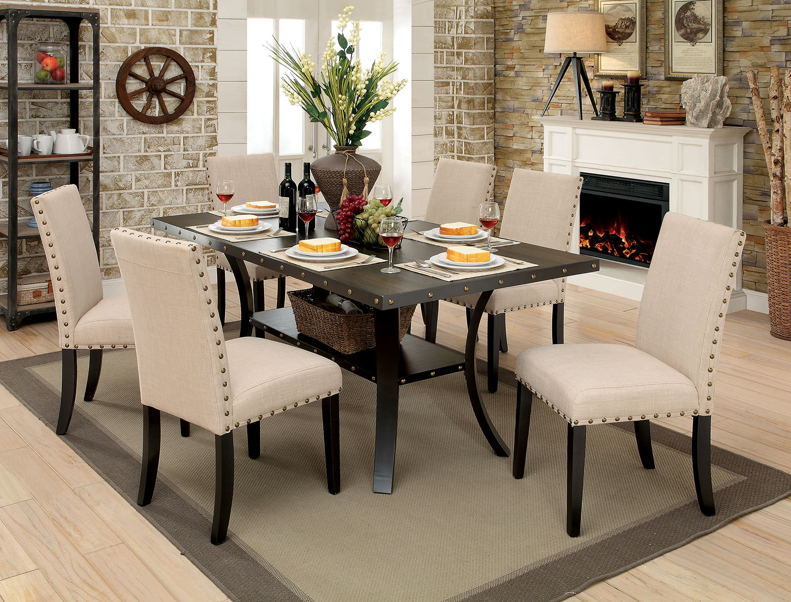 industrial 7 piece dining set