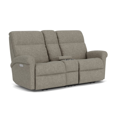 Casual Power Reclining Loveseat with Cupholder Storage Console and Power Headrests