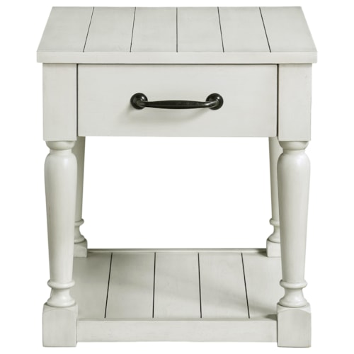 Cottage End Table with Drawer and Bottom Shelf