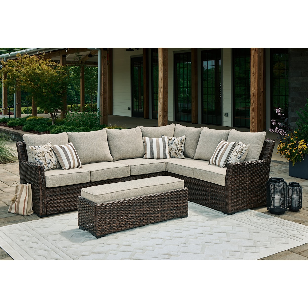 Signature Design by Ashley Brook Ranch Sofa Sectional/Bench Set