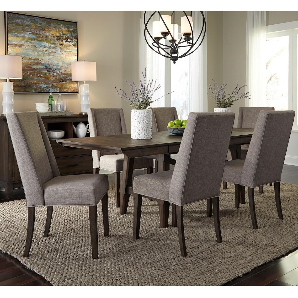 Libby Double Bridge 7-Piece Trestle Table Dining Set