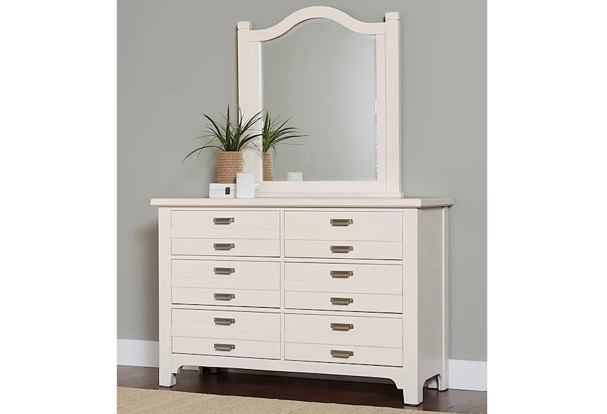 Bungalow Double Dresser and Arch Mirror by Laurel Mercantile Co. at Johnny Janosik