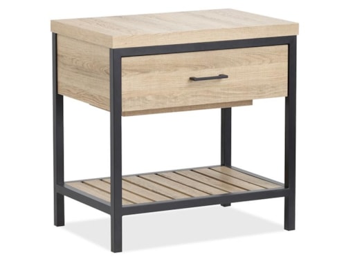 Modern Industrial Single Drawer Nightstand with Open Shelf
