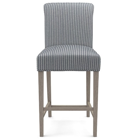Transitional 30" Upholstered Barstool with Rolled Back