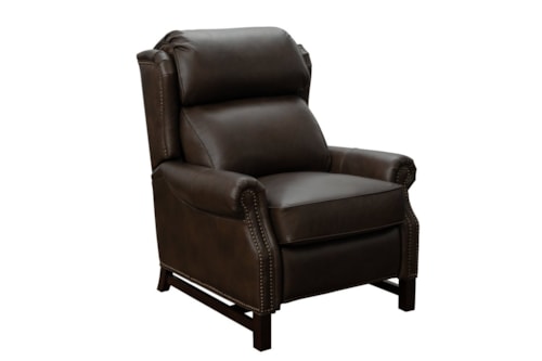 Traditional High Leg Push Back Recliner with Nail Head Trim