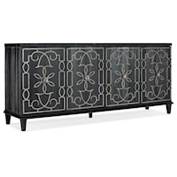 Transitional Four-Door Credenza with Adjustable Shelving
