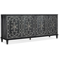 Transitional Four-Door Credenza with Adjustable Shelving