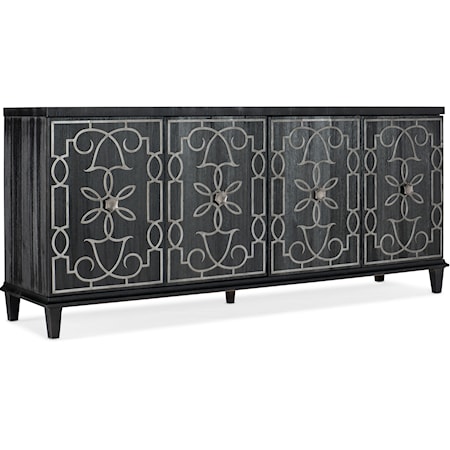 Transitional Four-Door Credenza with Adjustable Shelving