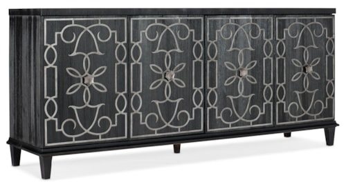 Transitional Four-Door Credenza with Adjustable Shelving