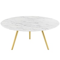 36" Round Artificial Marble Coffee Table with Tripod Base