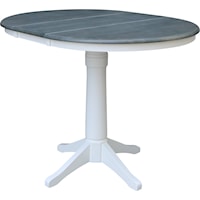 Round Extension Table in Heather Gray/ White